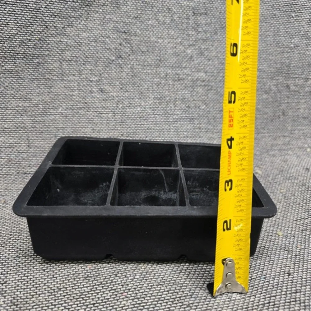 Silicone whiskey Ice Cube Tray Large Square 6-Cavity Black OS‎ Good Flexible
